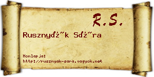 Rusznyák Sára névjegykártya